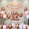 12th Birthday Party Decorations Rose Gold for Girls, Happy Birthday Banner Rose Gold Number 12 Balloons Star Foil Confetti Balloons for Girls Her Daughter 12 Year Old(12th) view 1