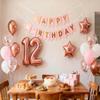 12th Birthday Party Decorations Rose Gold for Girls, Happy Birthday Banner Rose Gold Number 12 Balloons Star Foil Confetti Balloons for Girls Her Daughter 12 Year Old(12th) view 3