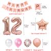 12th Birthday Party Decorations Rose Gold for Girls, Happy Birthday Banner Rose Gold Number 12 Balloons Star Foil Confetti Balloons for Girls Her Daughter 12 Year Old(12th) view 4