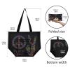 ALAZA Hippie Peace and Love Large Tote Bag Reusable Grocery Bag Foldable Shoulder Shopping Lightweight Bag with Handles for Outdoors Picnic Travel view 3