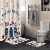 ALAGEO Independence Day Shower Curtain Sets 4 Piece American Flag Patriotic Bathroom Mat Sets Stripes Stars Bottle Bathroom Decor Set U Shape Rug, Toilet Lid Cover, Non Slip Rug for July 4th Holiday view 2