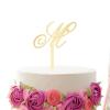 Vinisong Rustic Wedding Cake Topper Initial Cake Topper Letter M Cake Topper Monogram Cake Topper Gold Acrylic Cake Toppers for Wedding Anniversary Birthday Party Decor Supplies view 1