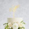 Vinisong Rustic Wedding Cake Topper Initial Cake Topper Letter M Cake Topper Monogram Cake Topper Gold Acrylic Cake Toppers for Wedding Anniversary Birthday Party Decor Supplies view 4