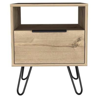 Atlin Designs Modern Metal Night Stand with Two Shelves in Black