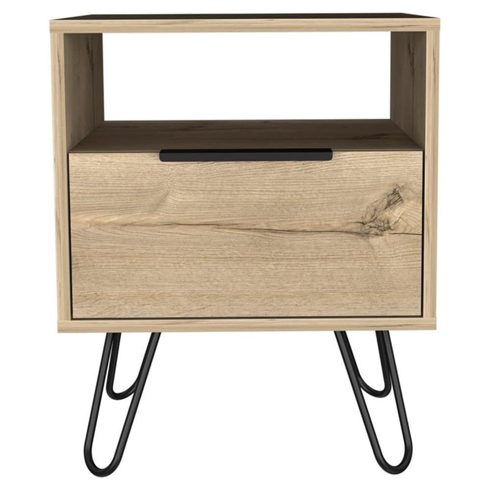 Atlin Designs Modern Metal Night Stand with Two Shelves in Black