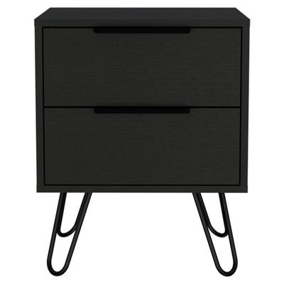 Atlin Designs Modern Metal Bedroom Nightstand with 2-Drawer in Black