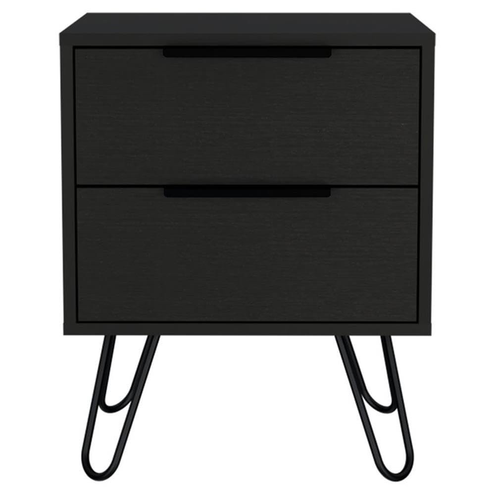Atlin Designs Modern Metal Bedroom Nightstand with 2-Drawer in Black