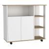 Atlin Designs Modern Wood Kitchen Island with 4 Open Shelves in Light Oak/White view 1