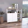 Atlin Designs Modern Wood Kitchen Island with 4 Open Shelves in Light Oak/White view 2