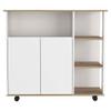 Atlin Designs Modern Wood Kitchen Island with 4 Open Shelves in Light Oak/White view 3