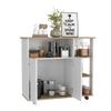 Atlin Designs Modern Wood Kitchen Island with 4 Open Shelves in Light Oak/White view 4