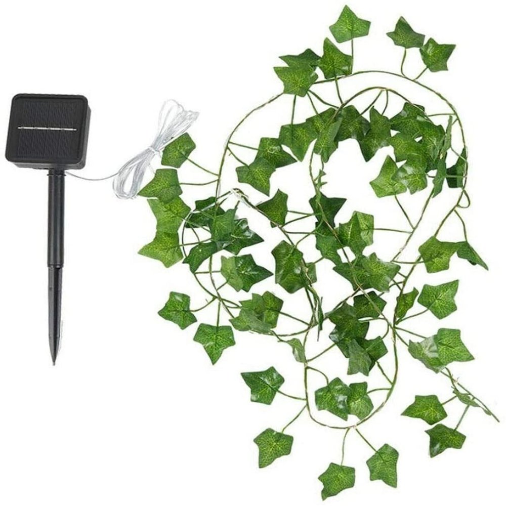 Solar Fairy String Lights Leaves Arfificial Ivy Vine Maple Plant Green Garland Hanging Cute Wall Bedroom Office Curtain Decor (Maple Warm White,5M)