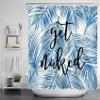 LB Funny Get Naked Shower Curtain, Blue Plam Leaf Shower Curtain for Bathroom Tropical Jungle Plant Home Bathtubs Bathroom Curtain Decoration Set with 12 Hooks, 72"x 78" view 1