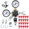 CGA-320 Keg Regulator with 20 Pcs Beer Line Clamps 10-16 mm/ 0.39-0.6 Inch Co2 Draft Beer Dispensing Regulator Pressure Adjustment Knob Safety Pressure Relief Valve 2 Swivel Nut 1/4, 5/16 Inch Barb view 1