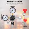CGA-320 Keg Regulator with 20 Pcs Beer Line Clamps 10-16 mm/ 0.39-0.6 Inch Co2 Draft Beer Dispensing Regulator Pressure Adjustment Knob Safety Pressure Relief Valve 2 Swivel Nut 1/4, 5/16 Inch Barb view 2