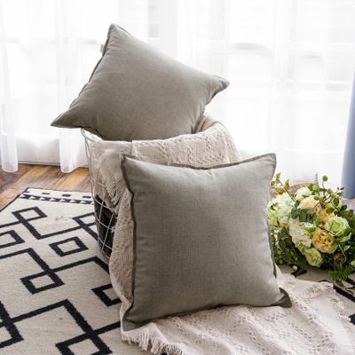 Jeanerlor Set of 2 20"x20" Pillowcase Cousion Cover Decor Cotton Linen with Unique Design to Embellish Balcony/Reception,(50 x 50cm), Gray