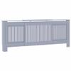 vidaXL Radiator Cover with Adjustable Length, Slatted Design Heater Cover Cabinet with Storage Shelf, Hide Cluttered Pipes, MDF, 55.5-80.7''x7.5''x32.1'', Grey view 1