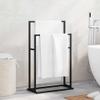 vidaXL Freestanding Towel Rack Industrial Style Black Iron Bathroom Accessory  Robust and Durable  Compact Design for Space-Effective Placement  Ideal for Hanging and Drying Towels  Assembly ... view 2