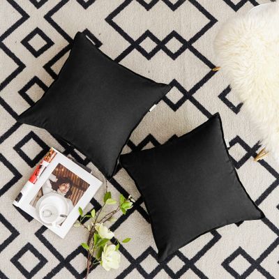 Jeanerlor Set of 2 20"x20" Pillowcase Cousion Cover Decor Cotton Linen with Unique Design to Embellish Balcony/Reception,(50 x 50cm), Black
