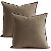 Jeanerlor Set of 2 20"x20" Pillowcase Cousion Cover Decor Cotton Linen with Unique Design to Embellish Balcony/Reception,(50 x 50cm), Khaki view 1