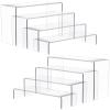 Anglelife 8 Pieces 2 Set (7L~8L~9L) Large Display Risers, 4" Wide Clear Rectangular Stand Shelf for Showcase Collectibles, Acrylic Cake Shelves for Retail Desktop Jewelry Funko Pop Figures view 1