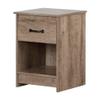 Pemberly Row Small Nightstand Table with Drawer for Bedroom, Wood Bed Side Table with Open Storage Space, Light Brown view 1