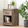 Pemberly Row Small Nightstand Table with Drawer for Bedroom, Wood Bed Side Table with Open Storage Space, Light Brown view 4