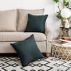 Jeanerlor Set of 2 20"x20" Pillowcase Cousion Cover Decor Cotton Linen with Unique Design to Embellish Balcony/Reception,(50 x 50cm), Dark Green view 1