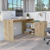 Tuhome Axis L-Shaped Desk Engineered Wood Desks in Beige view 2