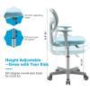 Costzon Kids Desk Chair, Adjustable Children Study Computer Chair with Arms & Wheels, Student Swivel Rolling Task Chair, Ergonomic Kids Office Chair for Boys Girls Age 4-12, Home Bedroom School, Blue view 3