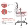 Costzon Kids Desk Chair, Adjustable Children Study Computer Chair with Arms & Wheels, Student Swivel Rolling Task Chair, Ergonomic Kids Office Chair for Boys Girls Age 4-12, Home Bedroom School, Pink view 3