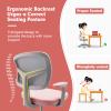 Costzon Kids Desk Chair, Adjustable Children Study Computer Chair with Arms & Wheels, Student Swivel Rolling Task Chair, Ergonomic Kids Office Chair for Boys Girls Age 4-12, Home Bedroom School, Pink view 4