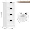 FOTOSOK Bathroom Storage Cabinet, Bathroom Cabinet with 4 Drawers, 11.8 x 11.8 x 32.5 Freestanding Entryway Cupboard Storage Organizer Unit Home Furniture Decor, White view 3