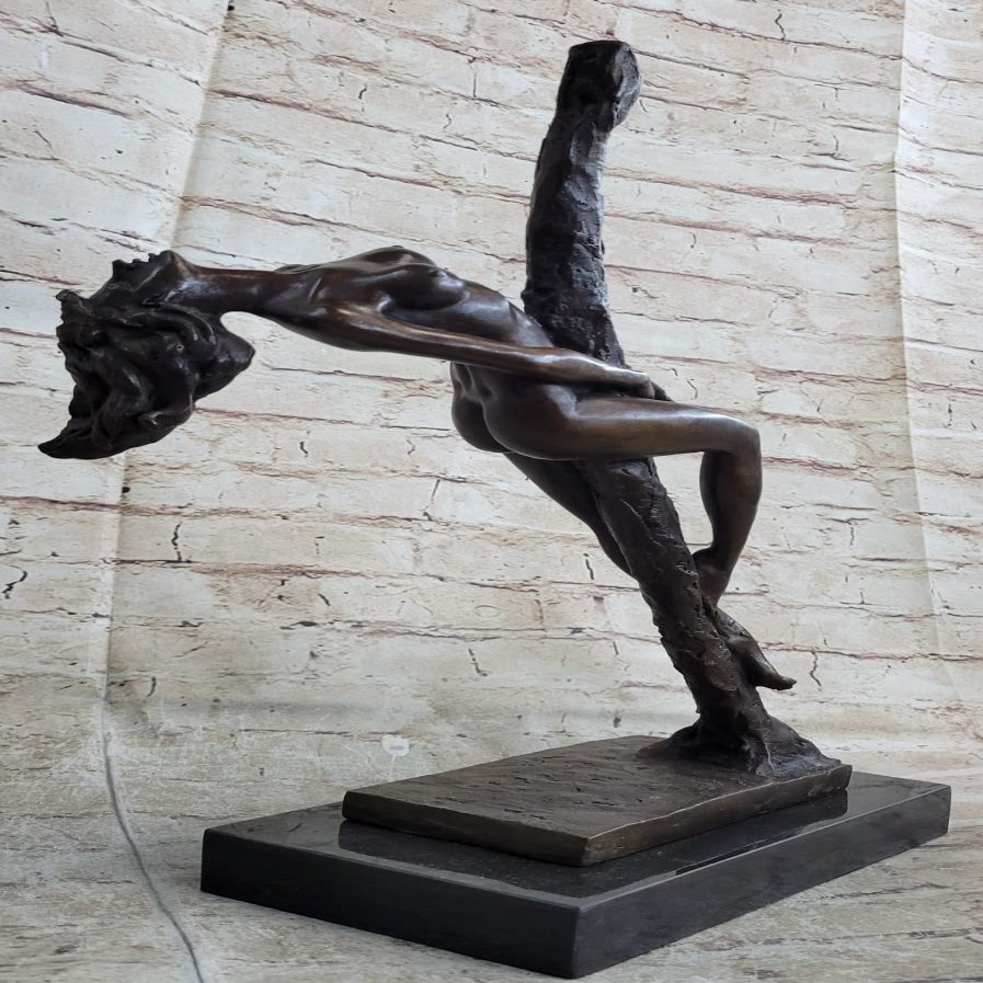 Superb Vintage Female Woman Art Nouveau Nude Lady Genuine Bronze Sculpture Artwork Handmade Statue by Think Bronze
