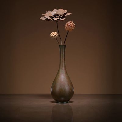Brass Vase, Imitation Flower Dried Flower Vase Copper Crafts, Home Craft Decoration