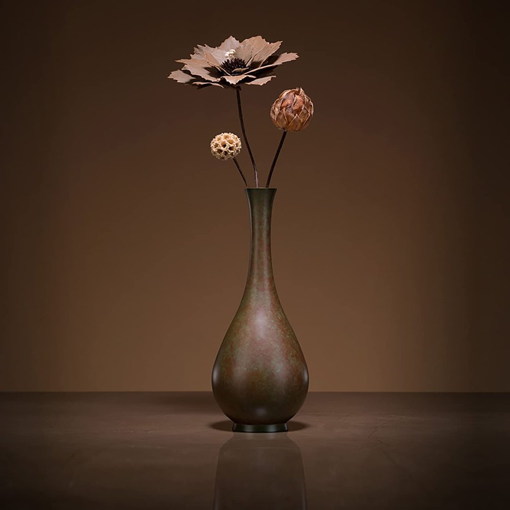 Brass Vase, Imitation Flower Dried Flower Vase Copper Crafts, Home Craft Decoration