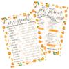 DISTINCTIVS Orange Little Cutie Baby Shower Games, What's On Your Phone and Word Scramble, 2 Game Bundle - 20 Dual Sided Cards, Cutie Gender Reveal Party view 1