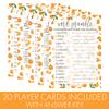 DISTINCTIVS Orange Little Cutie Baby Shower Games, What's On Your Phone and Word Scramble, 2 Game Bundle - 20 Dual Sided Cards, Cutie Gender Reveal Party view 4