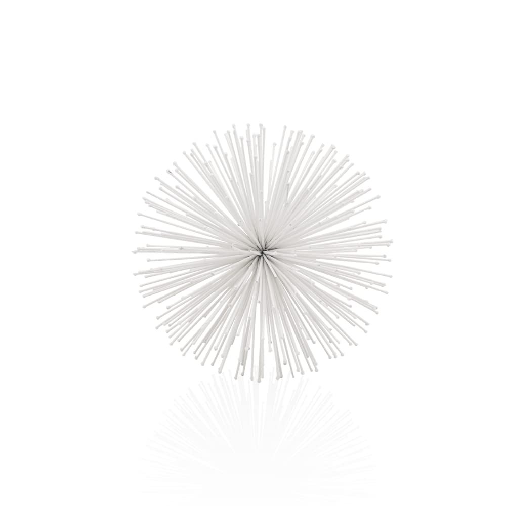 Modern Day Accents 5451 Erizo Spiked Medium White Sphere, Coffee Table Room Decor, White Decor, Table Decor, Shelf Decor, Modern Decor, Starburst Centerpiece, Spike Ball Decoration, Home, 8" D