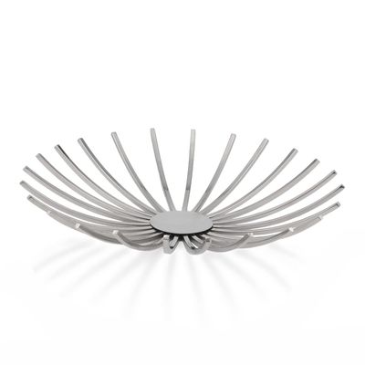 Modern Day Accents 3259 Barras XL Stainless Open Tray, Silver Decorative Tray Holds Decorative Spheres and Balls, Fruit Bowl, Table Centerpiece Decor, Home Decor, Kitchen Counter Decor, 25" D x 4" H