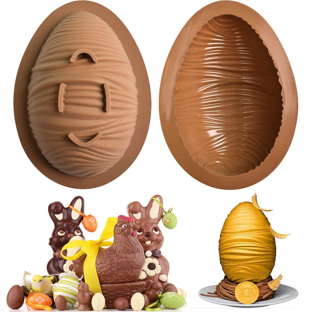 2 Pack Easter Silicone Egg Molds, Easter Egg Cake Mold, XXL 3D Large Egg Mold Shaped Easter Chocolate Molds Non-Stick Egg Mold for Easter Decorations, Mousse Cake, Dessert Baking