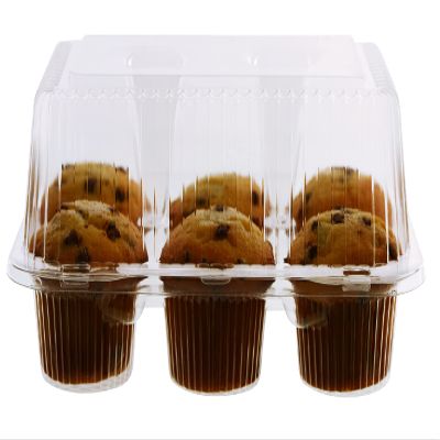 [40 Pack] Clear Plastic 6 Compartment Muffin Containers - Disposable Clear Cupcake Boxes - 6 Cavity Holders with Hinged Design - Half Dozen Cupcake Carrier Durable Holder - Disposable Deep Plastic Cupcake Containers - Bakery, Takeout, Wedding, Party