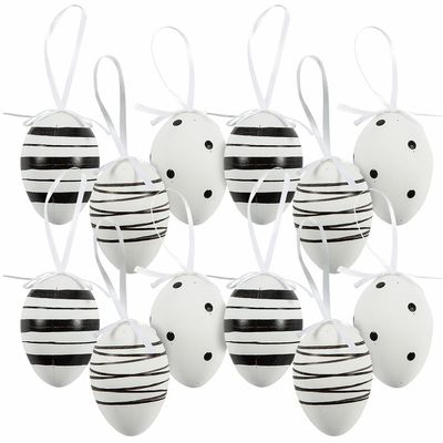 2 1/4" Black & White Patterned Easter Ornaments - 12 Pieces