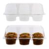 [100 Pack] Clear Plastic 6 Compartment Muffin Containers - Disposable Clear Cupcake Boxes - 6 Cavity Holders with Hinged Design - Half Dozen Cupcake Clamshell - Deep - Bakery, Takeout, Wedding, Party view 1