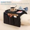 FOMIYES Sofa Armrest Organizer and Tray for Drinks Magazines and Snacks Black Couch Storage for Remote Control and Cellphone view 2