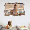 3D Wall Decal | Lighthouse Art Vinyl Decor Sticker | Landscape Removable | Peel and Stick | Cracked Border Girls Boys Bedroom Nursery Room Decor 47 x 31 Inch view 4