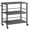 HOOBRO Kitchen Island with Storage,Industrial Kitchen Island on Wheels and Side Enclosures, 3 Tier Kitchen Cart with Large Workstation, Stable, Easy Assembly, Charcoal Gray and Black BC03ZD01 view 1