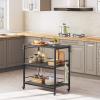 HOOBRO Kitchen Island with Storage,Industrial Kitchen Island on Wheels and Side Enclosures, 3 Tier Kitchen Cart with Large Workstation, Stable, Easy Assembly, Charcoal Gray and Black BC03ZD01 view 2