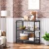 HOOBRO Kitchen Island with Storage,Industrial Kitchen Island on Wheels and Side Enclosures, 3 Tier Kitchen Cart with Large Workstation, Stable, Easy Assembly, Charcoal Gray and Black BC03ZD01 view 4