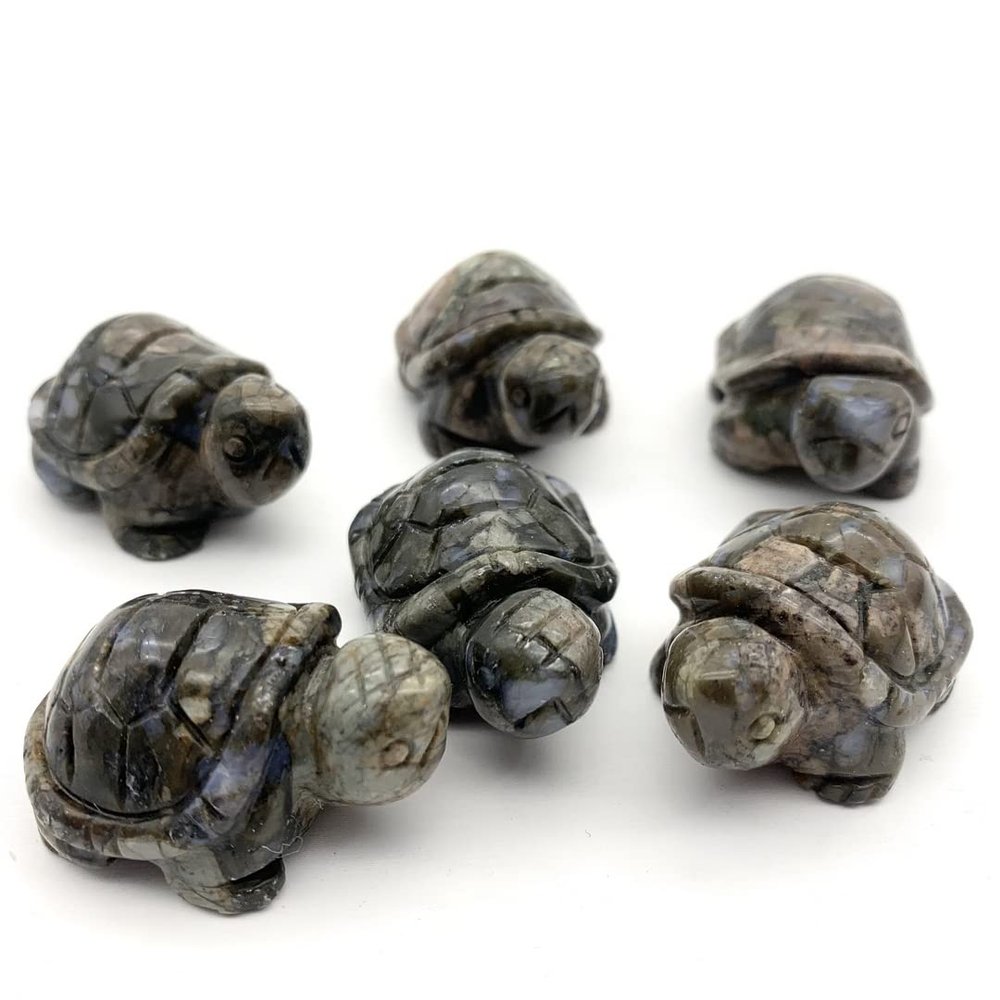 WGPHDW Meditation Home Decor, 1PC Natural Glaucophane Tortoise Handmade Quartz Carved Turtle Animals Polished Healing Decoraction Meditation Polished Decor Stone Gifts,Natural Crystal